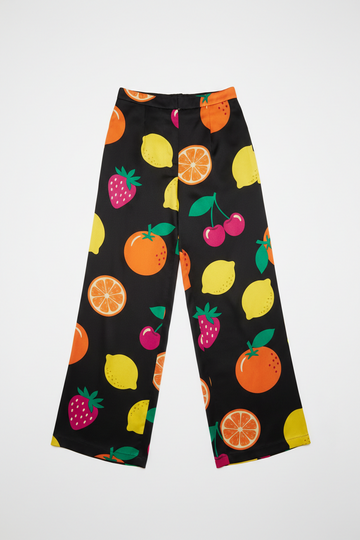 Silkland black fruit print pants