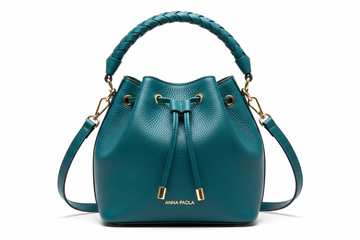 Anna Paola teal leather bucket bag