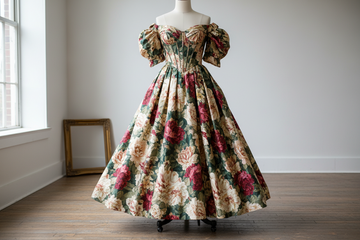 Vintage Victor Costa floral off shoulder dress