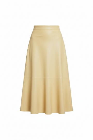 Zara 100% leather yellow skirt